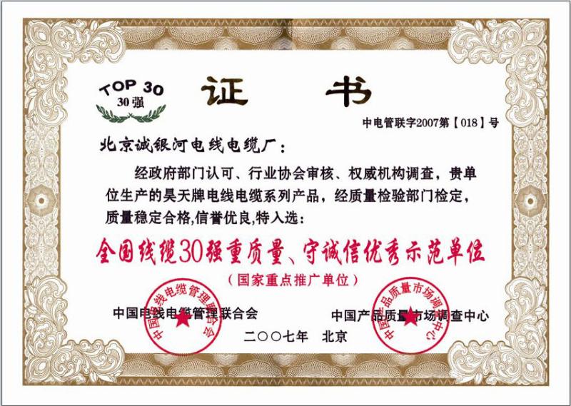 全国线缆30强